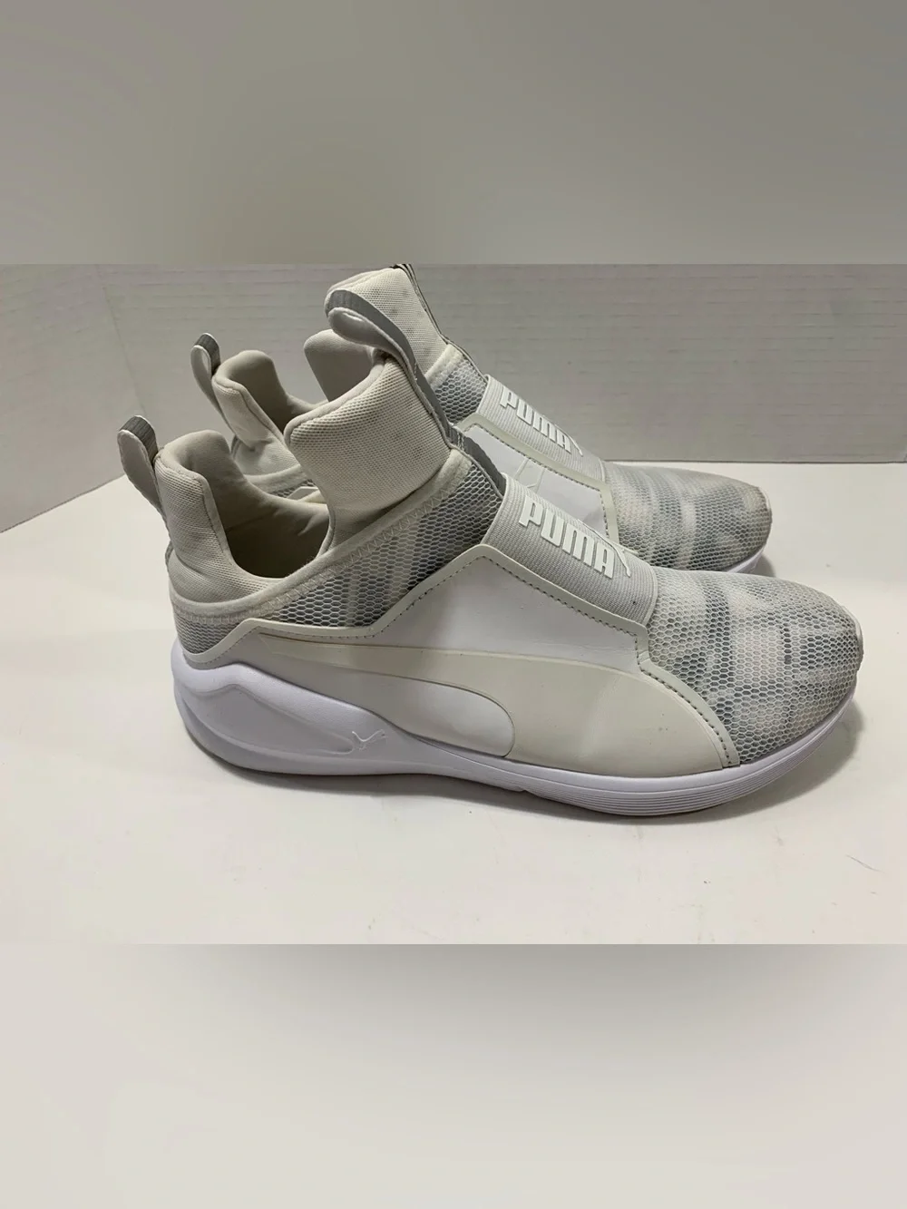 Puma Women’s White and Gray Slip-On Athletic Sneakers